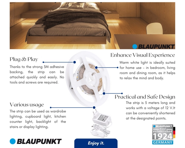 Taśma dekoracyjna LED Blaupunkt TL12CW-SET 5M z zasilaczem