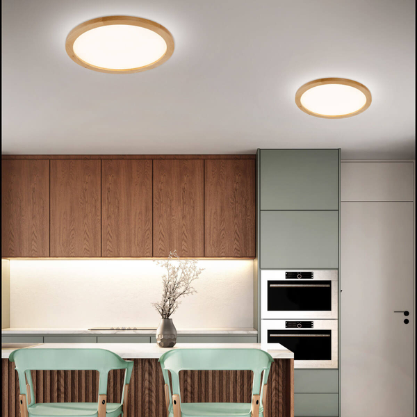 Nasufitowa lampa do łazienki Aqua 18008 LED 45W 3000-6500K round drewniana biała