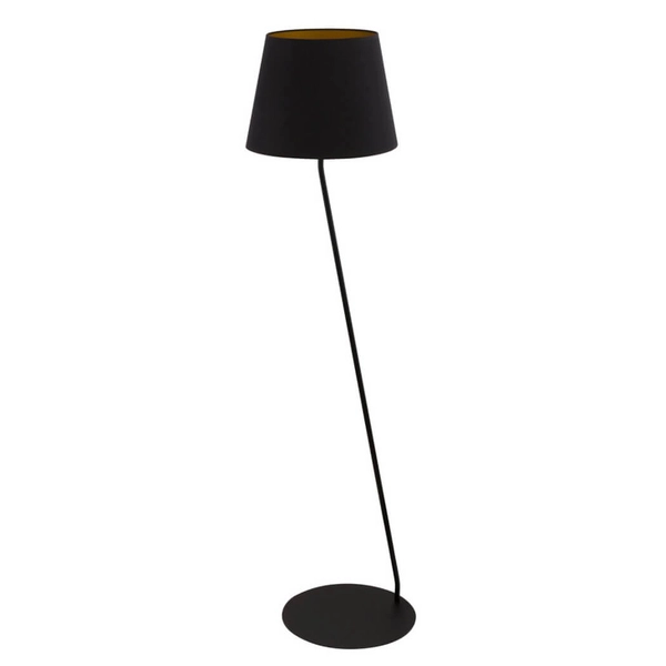 Podłogowa lampa do salonu Lizbona 50229 abażurowa czarna miedziana