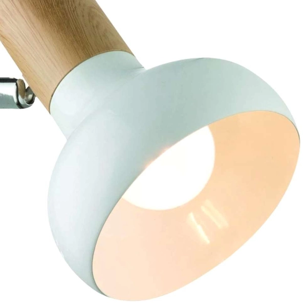 Ścienna lampa reflektor PUERTO 91-62796 skandynawska drewno biały