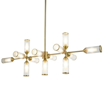 Przysufitowa lampa szklana L&-1106259 tubki mosiądz przezroczysty