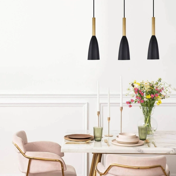 Hygge LAMPA wisząca SOLIN LP-181/3L BK/GD Light Prestige metalowa OPRAWA na listwie ZWIS kaskada czarna złota