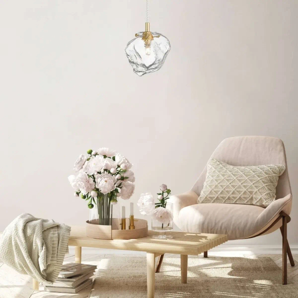 Lampa wisząca ROCK P0488-01F-U8AC szklana kamień złoty przezroczysty