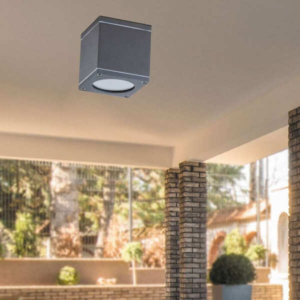 Zewnętrzna LAMPA sufitowa AKRON 8149 Rabalux kwadratowa OPRAWA elewacyjna downlight kostka IP54 grafitowa
