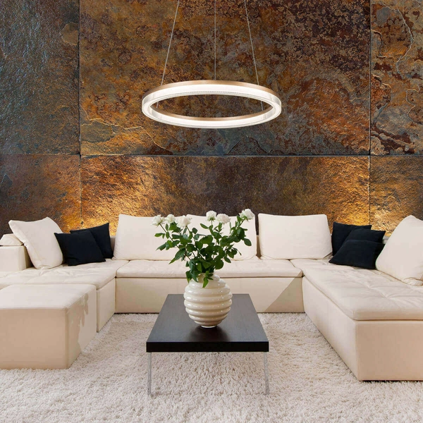 Lampa wisząca ring Midway LP-033/1P L GD Cristal Triangle LED 50W złota