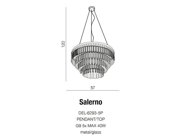 Pałacowa lampa wisząca Salerno crystal do jadalni chrom