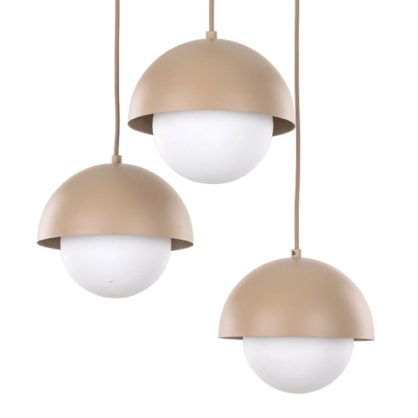 Minimalistyczna zwisająca lampa Bono Sabia 10720 mleczne kule beżowy