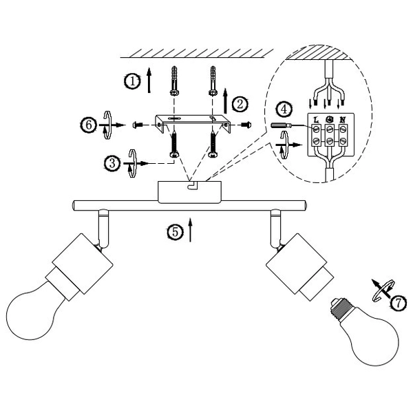Regulowana LAMPA sufitowa JORNA 54031-2 Globo metalowa OPRAWA regulowane reflektorki czarne drewno