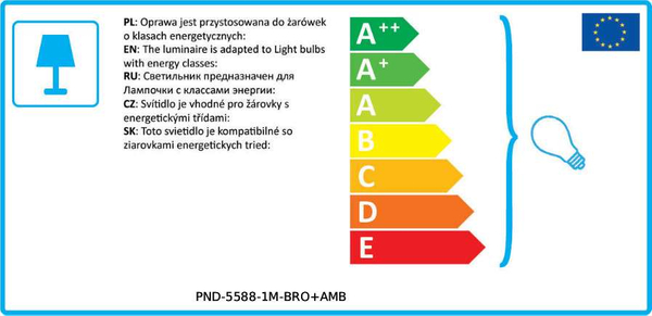 LAMPA wisząca ANTIOLA PND-5588-1M-BRO+AMB Italux szklana OPRAWA plisowany ZWIS loftowy mosiężny bursztynowy