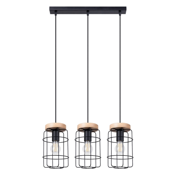 Potrójna lampa wisząca Gotto SL.1264 loft na listwie czarna
