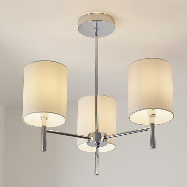 Potrójna lampa sufitowa BRIO-3CH Endon okrągłe klosze białe chrom