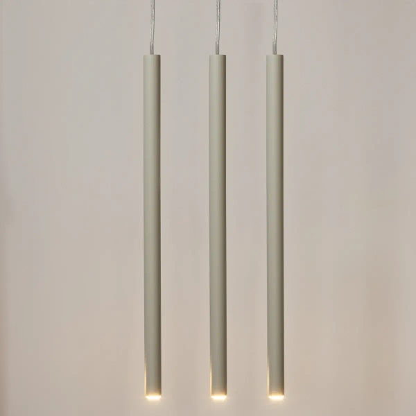 Wisząca lampa potrójna Sopel 3 41452 do salonu tubki szare beżowe
