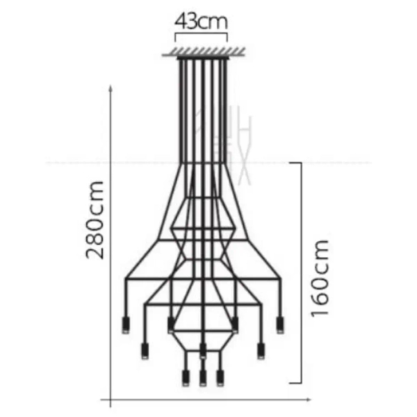 Lampa wisząca modernistyczna LINEA ST-5961-20 czarna metalowa G9 20-punktowa do salonu