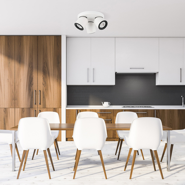 Sufitowa LAMPA plafon NUORA SPL-2855-3C-WH Italux okrągła OPRAWA metalowa regulowane reflektorki białe czarne