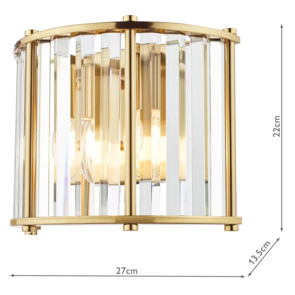 Kryształowy kinkiet ścienny Kiran KIR0935 do jadalni mosiądz