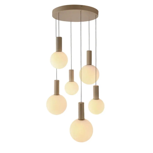Wisząca lampa molekułowa TESTA beżowa biała 36-50915 6xG9 kulista