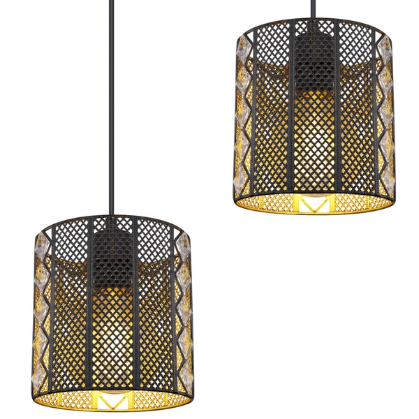 Wisząca LAMPA retro ABINI 15450-4H Globo okrągła OPRAWA na listwie ZWIS loftowy z kryształkami czarny