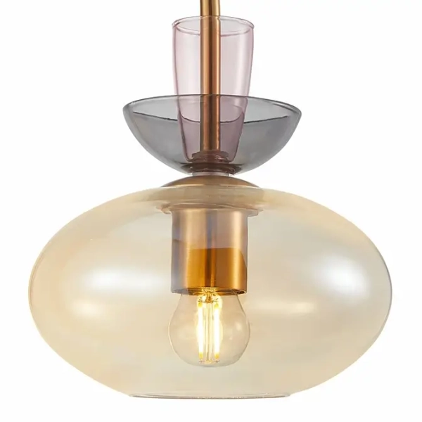 Ścienna szklana lampa Fanda WL-31882-1-GD-AMB bursztynowa złota