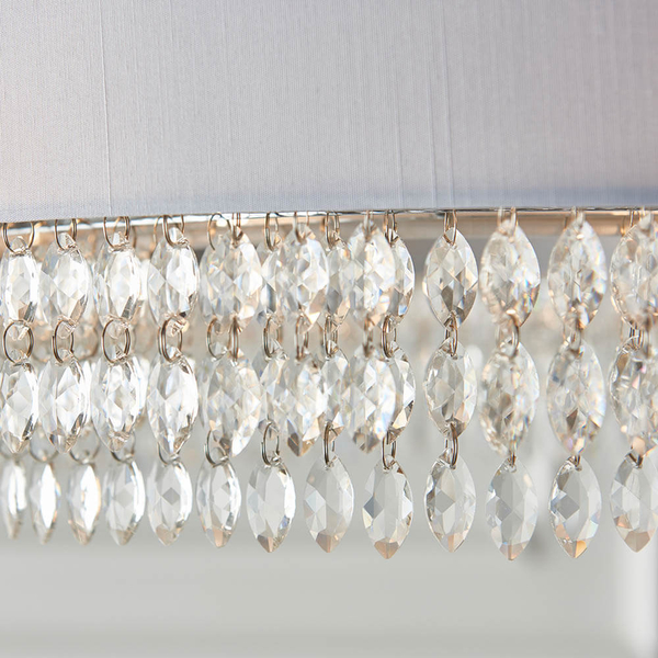 Wisząca lampa glamour Malmesbury 94396 kryształki abażur szary chrom