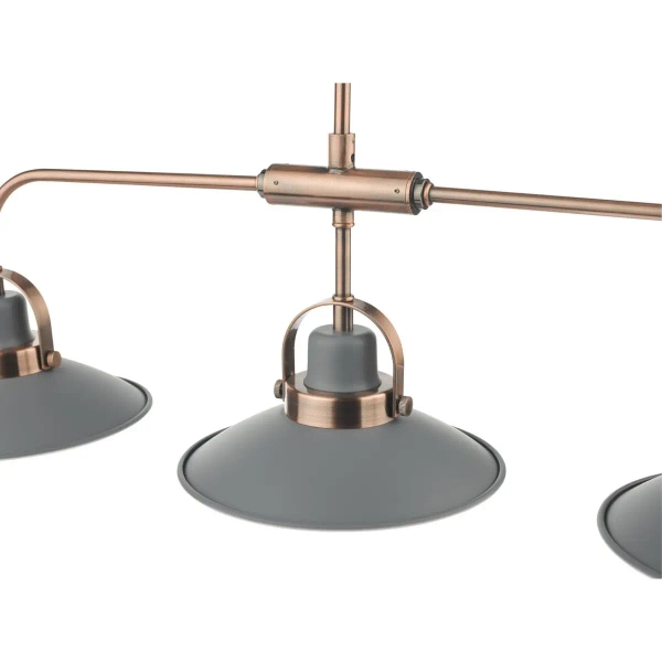 Wisząca lampa retro Liden LID0339 potrójna grafitowy miedziany