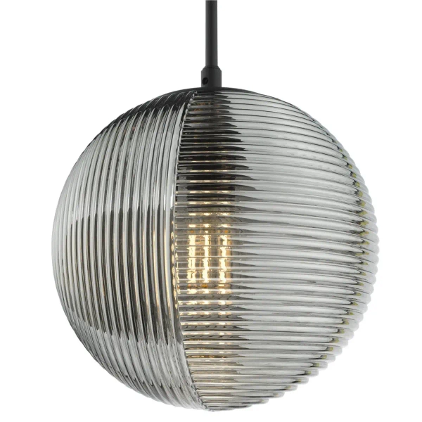 Kulista wisząca lampa Evander EVA0122 kula czarna przydymiona