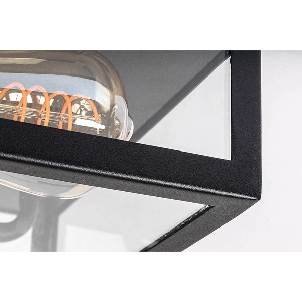 Kwadratowa lampa sufitowa na taras Zaton 7070 szklana IP23 czarna