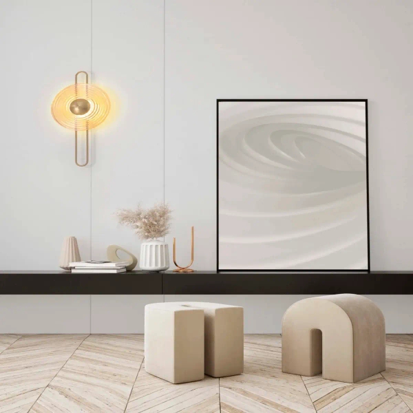 Ścienny kinkiet ryflowany BERMUDEZ złoty LE44928 1xLED 8W 3000K okrągły