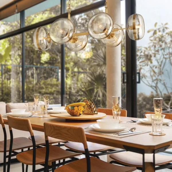 Szklana lampa wisząca Nottingham QN-NOTTINGHAM-6LP-AB złoty przezroczysty