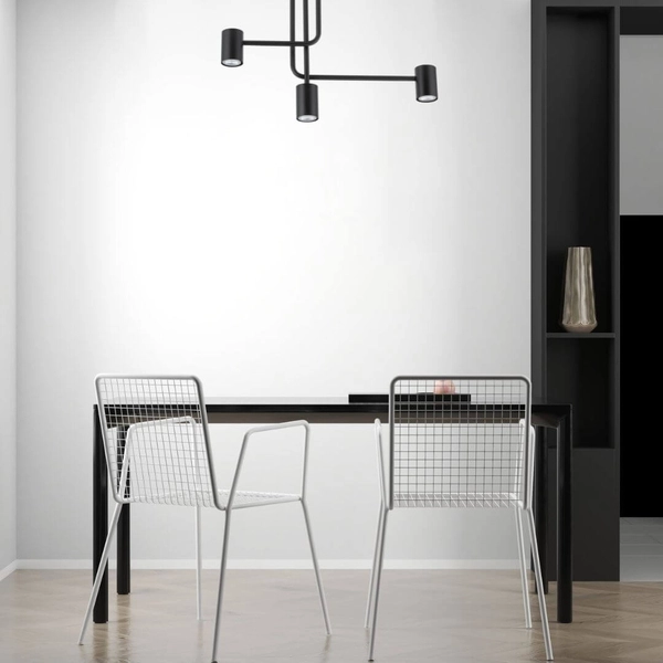 3-punktowa lampa sufitowa Luis czarny plafon nad stół