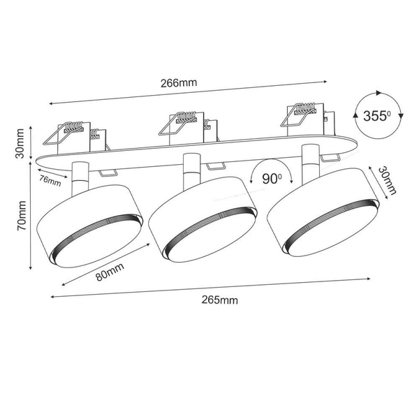 Podtynkowy reflektor Drop 3262 BROSline ruchomy do jadalni czarny