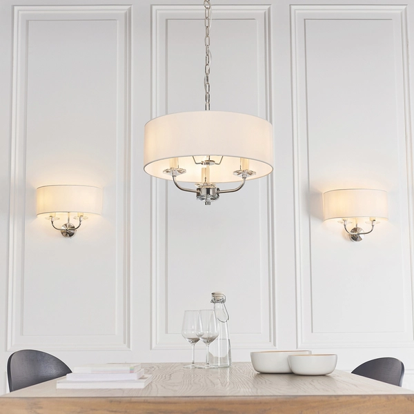 Lampa ścienna z abażurem hampton ecru nikiel Nixon OUTLET