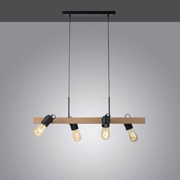 Wisząca lampa skandynawska Canop drewniana belka do salonu