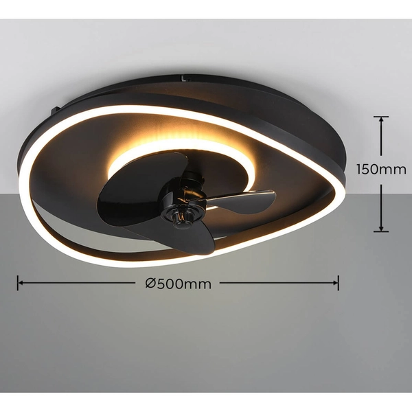 Sufitowa lampa z wentylatorem Sortland R67393132 LED 36W 2700-6500K czarna