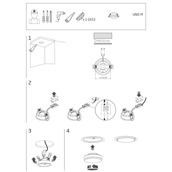 Lampa do kuchni oczko Uno 10842 Nowodvorski podtynkowa okrągła biała