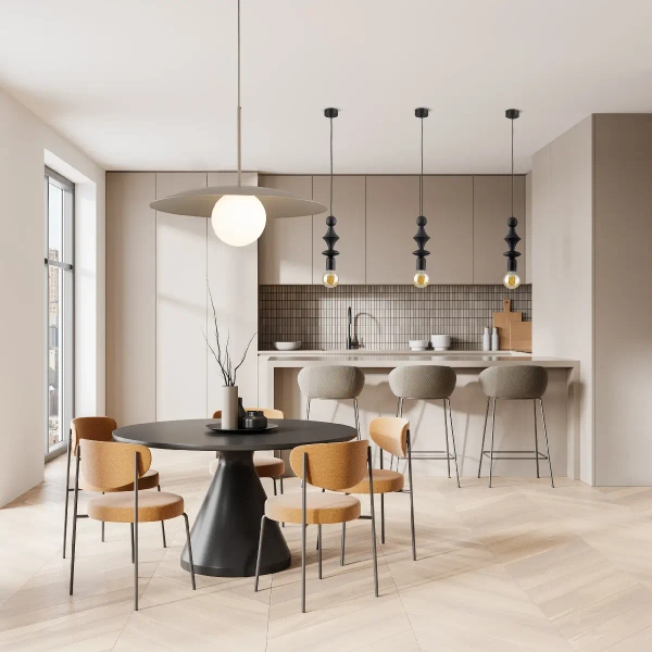 Lampa zwisająca nad stołem Slate 10910 owalny klosz mleczna kula beżowy