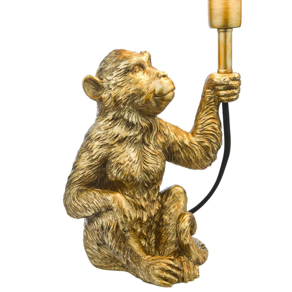 Stołowa lampka z abażurem Zira ZIR4235 małpka metalowa złota