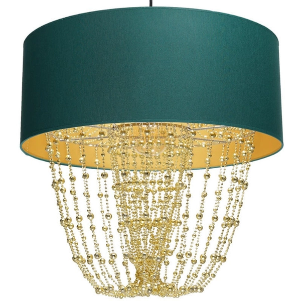 Abażurowa LAMPA wisząca ALMERIA MLP6452 Milagro okrągła OPRAWA crystal glamour ZWIS z kryształkami zielony złoty