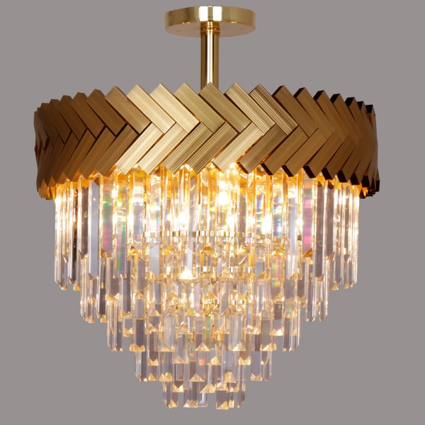 Pałacowa Lampa sufitowa Lyon C23910/9 sypialniana przezroczysta złota