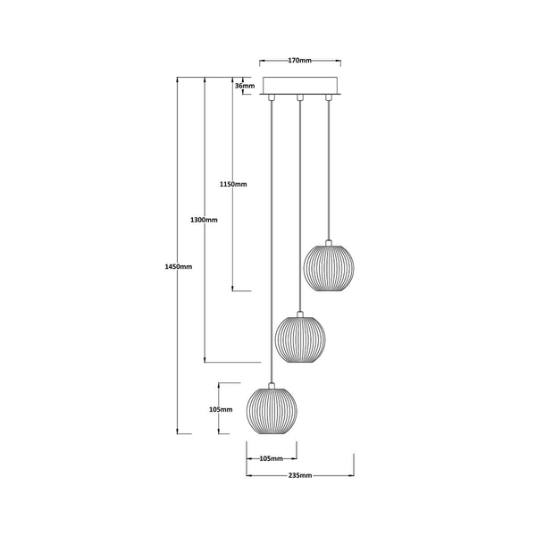 Wisząca lampa kule Brillant LP-3303/3P GD LED 11W 3000-6000K złoty