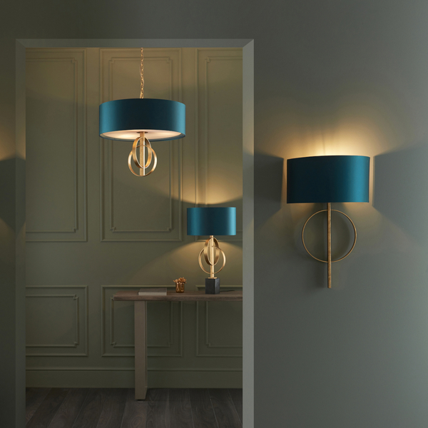 Zwisowa lampa abażurowa L&-195220 Light& morska złoto przecierane