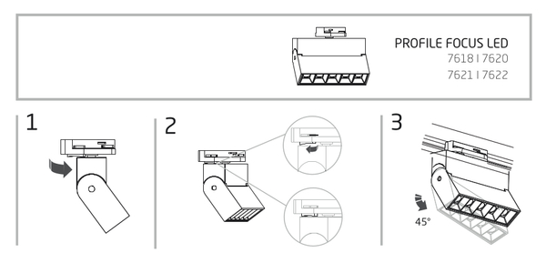 Reflektor do szynoprzewodu Profile Focus 7621 LED 9W 3000K czarny