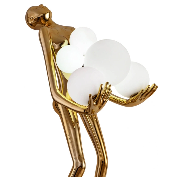 Dekoracyjna lampa podłogowa WOMAN F9312 gold designerska kula złoty biały