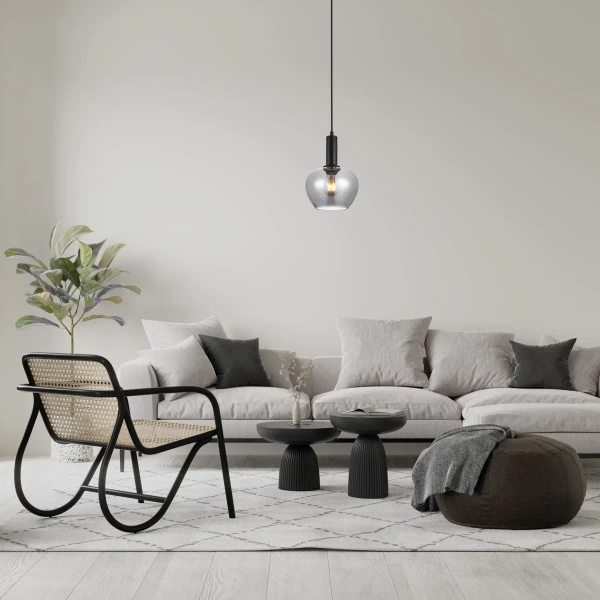 Szklana lampa wisząca Stabla PND-30084-1-BK-SG czarna przydymiona