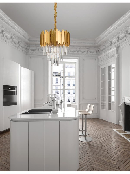 Sypialniana lampa wisząca Campana glamour nad łóżko złota