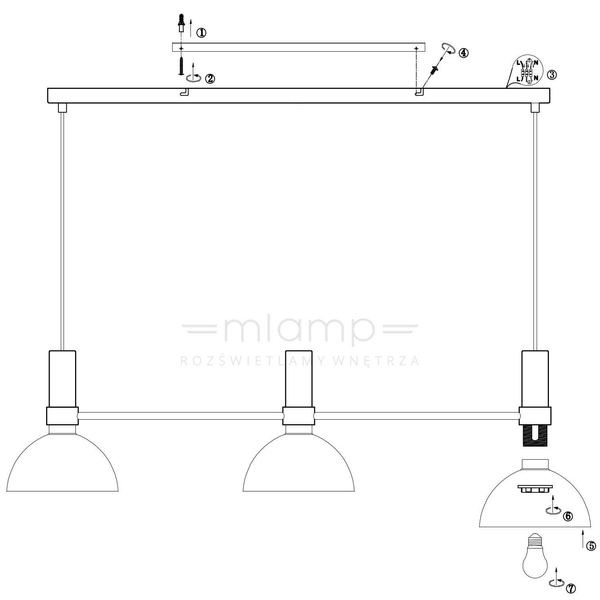 LAMPA wisząca LARRY 106855 Markslojd metalowa OPRAWA zwis kopuły belka chrom czarna