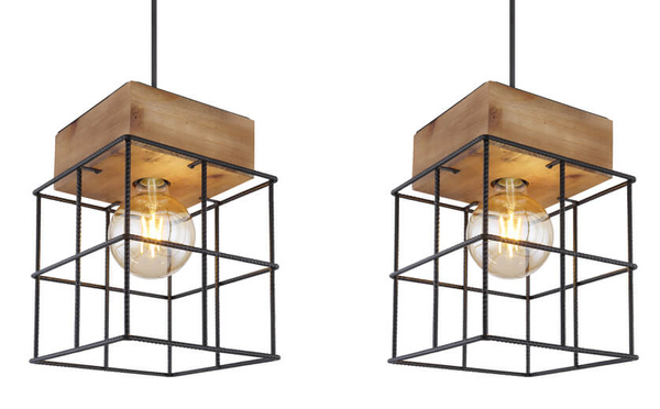 Lampa wisząca Merril 15530-3H metalowe klatki czarne drewno