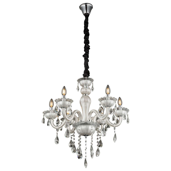 Żyrandol LAMPA wisząca TEEJAY 64118-6 Globo pałacowa OPRAWA świecznikowy zwis z kryształkami crystal maria teresa biały
