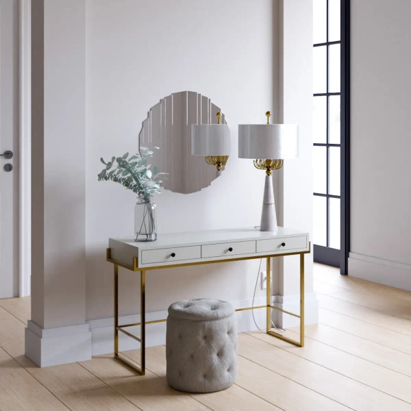 Stołowa lampka Cartagena T02004AU Cosmolight marmur złoty biały szary