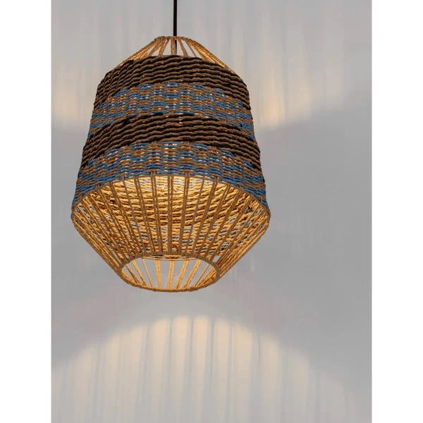 Wisząca lampa boho BELRITO LE45362 pleciona czarna brązowa