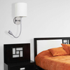 Kinkiet LAMPA ścienna LARKIN 6529 Rabalux abażurowa OPRAWA z peszlem LED 3W 2800K do czytania chrom biała halva